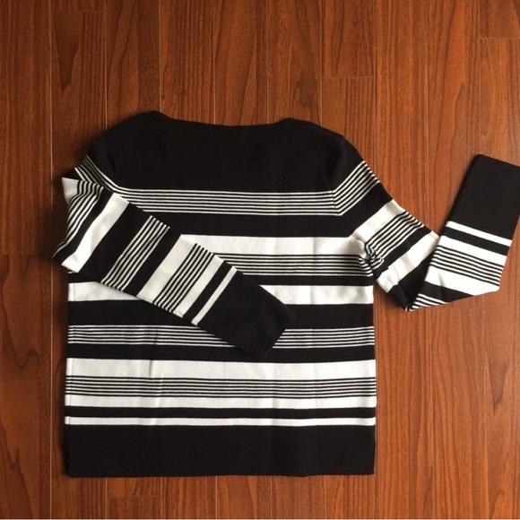 Northern Reflections Black and White Striped Boatneck Sweater Size L - Picture 3 of 4